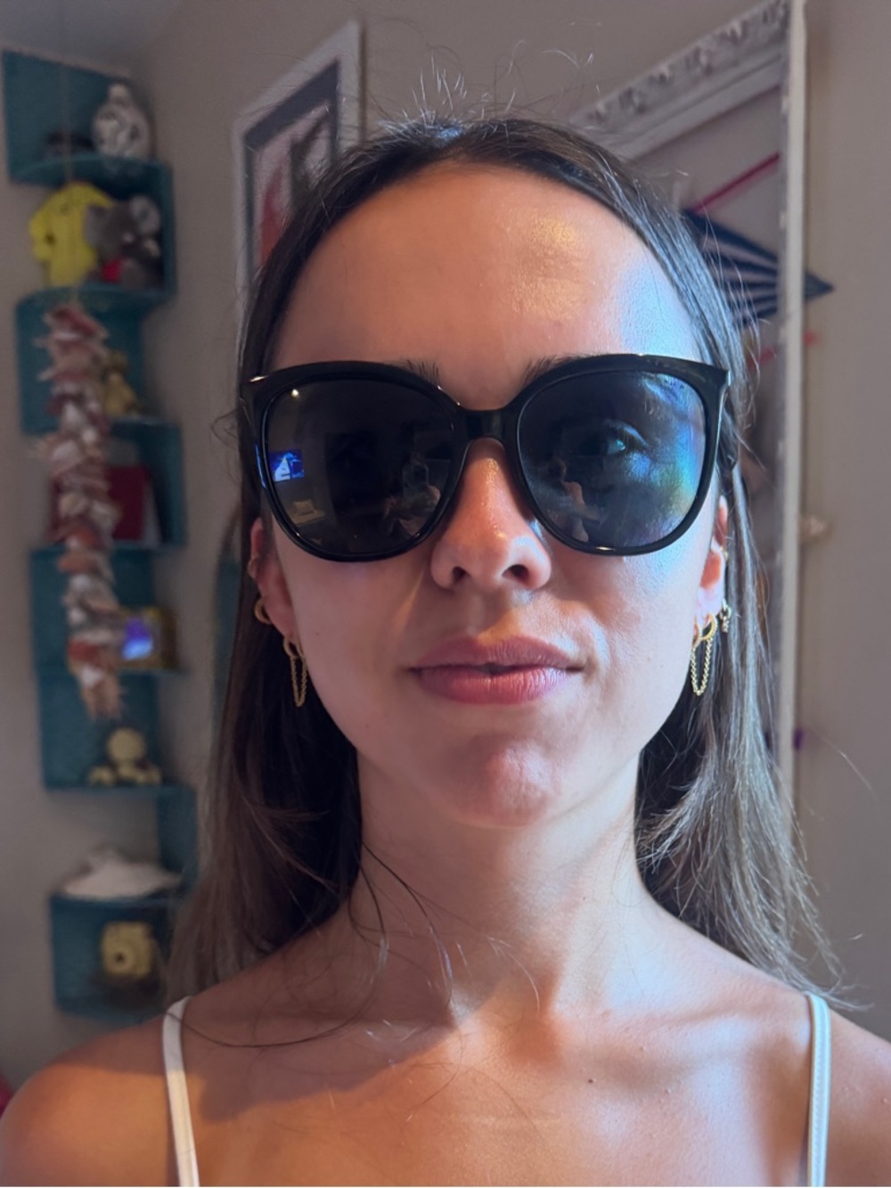 Ralph sunglasses with touch of gold Oversized Cat-Eye Sunglasses
